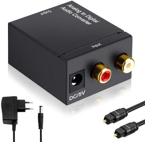 Ozvavzk Convertitore Audio Analogico a Digitale, L/R a Digitale Adattatore Audio Stereo L/R Input Ottico Coassiale SPDIF Toslink Output