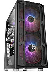 Nox Hummer Nova - Tour intermédiaire ARGB ATX-Micro ATX-ITX, 2 ventilateurs ARGB 200 mm préinstallés, verre trempé, espace pour jusqu'à 8 ventilateurs, USB 3.0, couleur noire