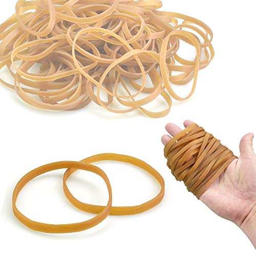 RMENOOR 100 Pezzi Elastici Gomma Larghi - Elastici in Caucciù Larghezza 5 mm - Robuste Bande di Gomma per Raggruppare Forniture per Ufficio, Cestini e Cartelline (Giallo Scuro)