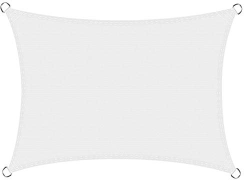 ERPENG Sonnensegel 4.5x4.5m 95% UV Schutz wetterfest Balkonverkleidung mit Seilen und Befestigungs Kit für Balkon, Schwimmbad, Kleiner Garten, Weiß