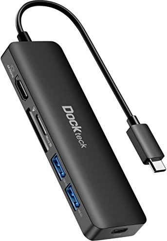 Dockteck USB C Hub, 6-in-1 Dock USB C Adapter mit 4K 60Hz HDMI 100W PD 2 USB-3.0 Datenports SD/microSD für MacBook Pro/Air M1/M2, iPad Pro/Mini 6, Surface Pro 8, Samsung und Mehr