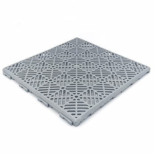 12 Baldosas Autoventiladas Gris Aluminio 1m² Suelos Piscinas Terrazas Baños | Losetas autoventiladas para mejorar higiene, ventilación y drenaje de zonas húmedas. Sin herramientas. 30x30x1,5cm.