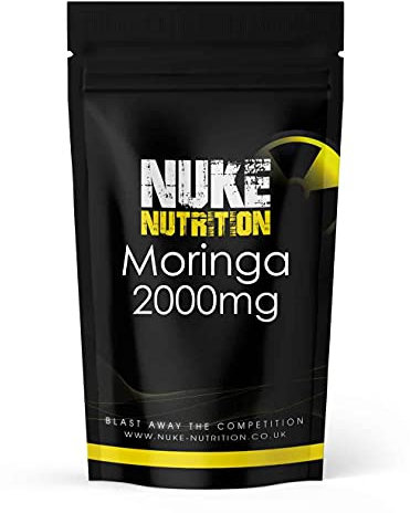 Nuke Nutrition Moringa Tablets 2000mg - 365 Tablets - Pure Moringa Oleifera Supplement Rich in Antioxidants Like Quercetin & Vitamins A, C & B6 - Moringa Leaves Extract - Easy Swallow & Vegan