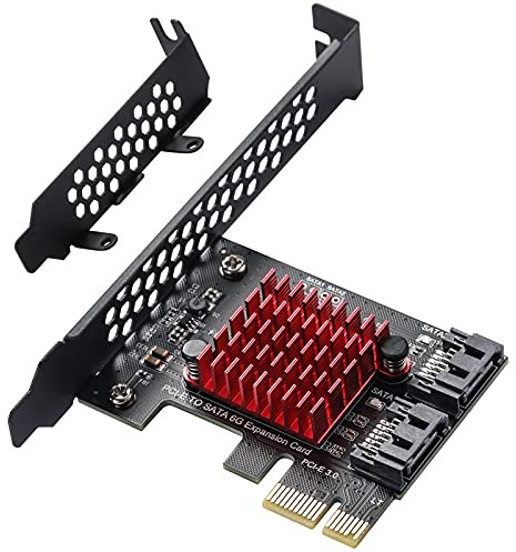 MZHOU PCIe SATA Card 2 Port - PCI Express SATA 3.0 GEN3 Expansion Card - 6 Gbp/s SATA Controller Expansion Cards with Low-Profile Bracket (Chip JMICRON+JMB582)
