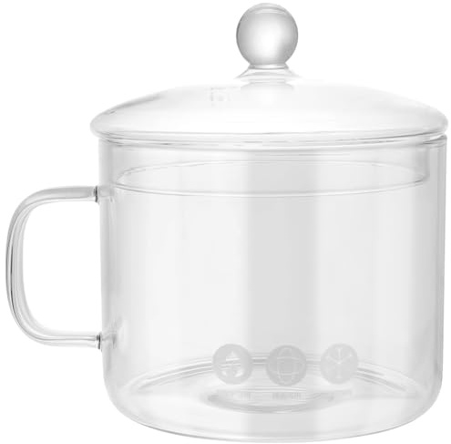 Angoily Olla De Vidrio Para Cocinar a Fuego Lento Con Tapa Y Asa Olla De Cristal Para Cocinar Pasta Sopa Leche Y Fideos Instantáneos 7.08X5.70X5.11In Para Cocina