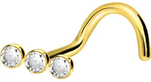 PIERCINGLINE Titan Nasenpiercing Spirale | 3 KRISTALLE | Nasenstecker | Farbauswahl