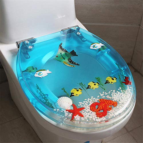 KANNORE WC-Sitz, Absenkautomatik, Hochwertiger Resin WC-Sitz, WC-Deckel in verschiedenen Motiven, stabile Qualität, einfache Montage, kleine Fische