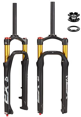 QHIYRZE Forcella Fat Bike 26 Pollici MTB Forcella Ammortizzata Ad Aria Corsa 110mm 1-1/8Forcella Anteriore Dritta QR 9x135mm Blocco Manuale for 4.0'' E-Bike Snow Beach