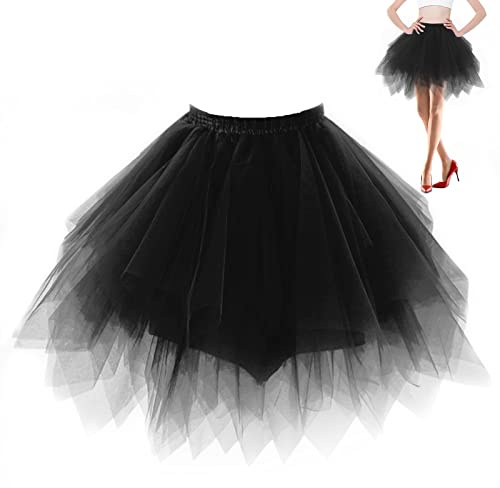 yumcute Tüllrock Damen, Tütü Tellerrock Minirock Tennisrock 90er Jahre Outfit Rock Damen Damenrock Tüll Sommerkleid Mädchen Petticoat für Ballett Tanzen Karnevalskostüme Partykleid Marathon