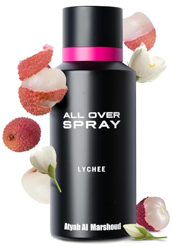 Atyab Al Marshoud Lychee All Over Spray (125 ml) – unisex, lyxig, långvarig (upp till 24 timmar), mångsidig doftdimma doft för män och kvinnor