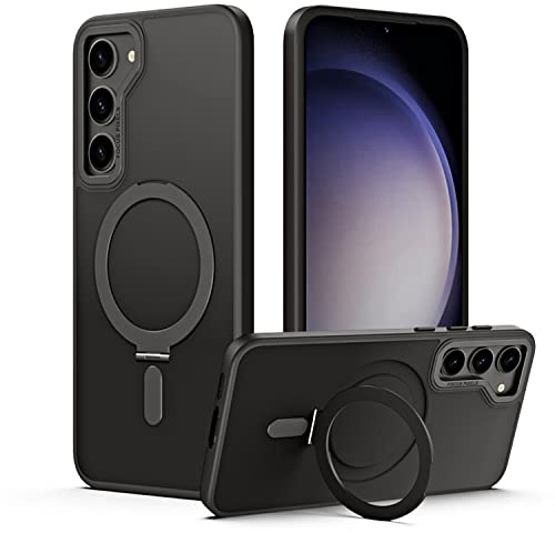 TECHGEAR Galaxy S23 Stand Case [Fusion Armour Ring] Premium Hybrid Tough Rugged Protective Magnetic Kickstand Case, Wireless Charging Compatible Case for Samsung Galaxy S23 - Black