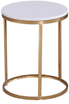 Nachtschränke, Kleiner runder Tisch aus Metall, multifunktionaler zusammensetzbarer Couchtisch für Wohnzimmer, Balkon, Schlafzimmer, Nachttisch, Korbtisch mit Marmor-/Glasoberfläche