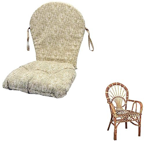 OKAFFAREFATTO MADDALONI Cojín para sillón, silla big sol, de mimbre y bambú, para adultos, estampado beige