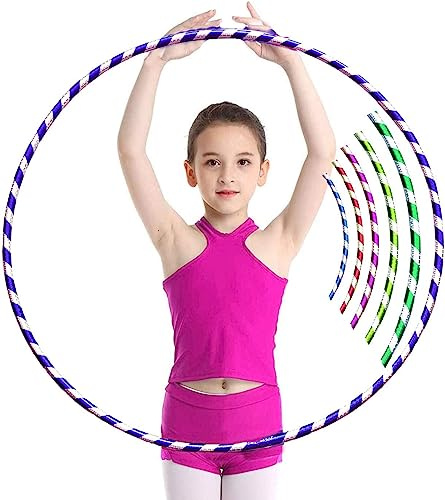 Comfortos Hula Hoop - Adults & Kids PVC Tube Glitter Hoola Hoops Ring for Weight Loss - Ideal for Men & Women - Dancing, Workout, Gymnastics, Gym Exercise Equipment & Fitness - Stripy Multi Colored