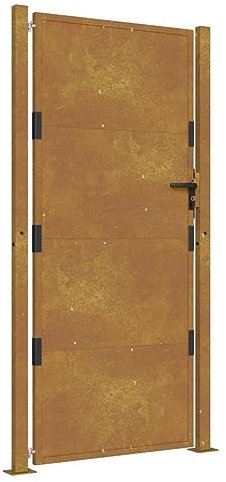 vidaXL Gartentor, Gartentür Abschließbar Wetterfest, Hoftor Eingangstor für Garten Terrasse, Tor Zauntor Gartenpforte, 105x180 cm Cortenstahl