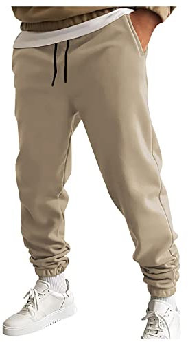 KONG JIMFAN Jogger Trainingshose Herren Lässig Freizeithosen Vinted Arbeitshosen Männer Sport Hose Herren Laufhose Herren 3/4 Weites Bein Sweatpants Strandhose Herren -Jogginghose(Camel,XXL)