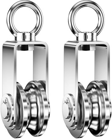 Frevoitna 2 Stück Umlenkrollen für Seile, Umlenkrolle Edelstahl, Seilrolle Silber, Riemenscheibe, Seilrollen, Pulley, Riemenscheiben Abzieher, Laufrollen mit Kugellager, Flaschenzug, Tragkraft 250kg