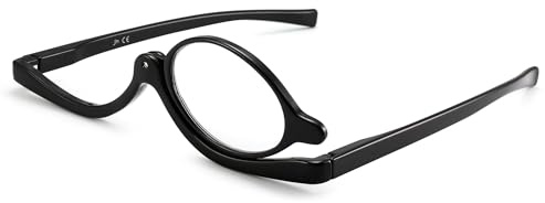 JM Maquillaje Gafas de Lectura Lupa Flip Down Cosméticos Lectores para Mujeres Negro +3.5