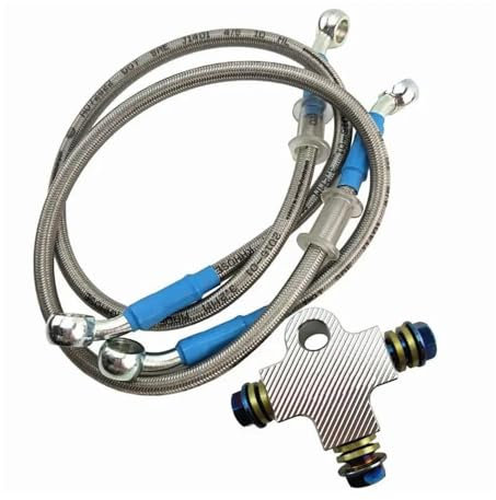 HEXEH Motorrad Bremsschlauch M10 * 1,25mm Hohlschraube Für Twin Brems System Für Kawasaki CNC 3D Motorrad Brems Schlauch Fitting DREI-Weg Ventil Stecker Ölschlauch Bremse (Color : Silver)