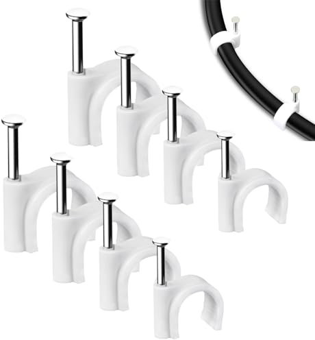 200 pcs Graffette Clip per Cavi,Fermacavo con Chiodo,Fermacavi Muro,Fermacavi,Fermacavi Muro Rotondo,Per Il Fissaggio di Fili e Cavi per L'home Office,4 mm/6 mm/8 mm/10 mm