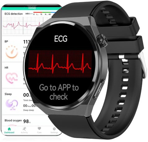 DigiKuber Smartwatch EKG Herren, IP68 wasserdichte Damen Smart Watch mit Herzfrequenz SPO2 PPG Schrittzähler Blutdruck Schlafmonitor für Android/iOS