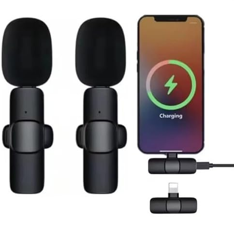 K9 - Micrófono de solapa inalámbrico profesional para podcast, multimedia, HD, recargable, para iPhone y Android