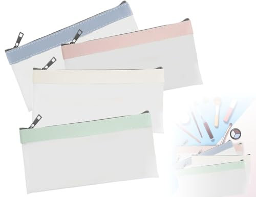 Lhbwhiz 4 Stück Geldtasche Banktaschen,Transparent wasserdichte Banktaschen,pvc Geldbeutel,Bankmappe,Geldscheintasche mit Reißverschluss,Klarsichtbeutel,für Business,Bürobedarf,Schule(4 Farben)
