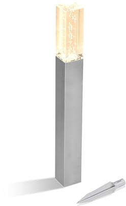 Esotec Solar Wegeleuchte Standleuchte Bubble Tower 63 LED Acrylblock 102556 | Solar Wegeleuchte 63cm, Acrylblock mit Luftblaseneffekt, warmweiß 3000K, Edelstahl, Leuchtdauer bis 8 Std, Akku wechselbar