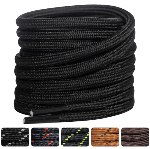 SUBAUM 2 par stövelsnören kraftiga, starka runda skosnören för arbetsstövlar, vandringskängor, tjocka ersättningsskosnören