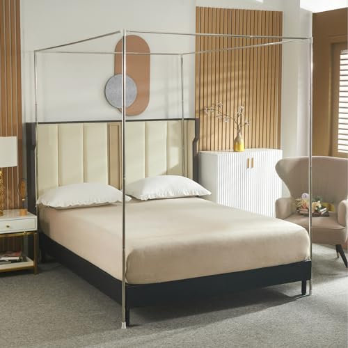 Beyeutao Acciaio Inossidabile Telaio Per Letto a Baldacchino 120x200 cm Baldacchino Telaio Palo Staffa Letto Pali Quattro Poster Telaio Tenda Gioco.