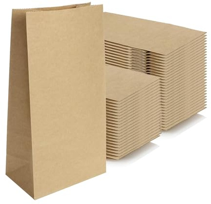 50 Sacs en Papier Kraft Brun (3 Tailles), Sachets Alimentaires Résistants à l’Huile pour Sandwich, Bonbons, Snacks, Biscuits – Pochettes Cadeau Durables et Recyclables (9x5.5x18cm)