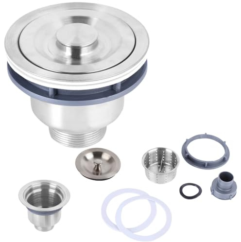 Tomotato Crépine d'Évier, Crépine de Vidange 3 en 1 Acier Inoxydable 110 mm avec Bouchon Étanche Panier Filtrant pour Évier de Cuisine