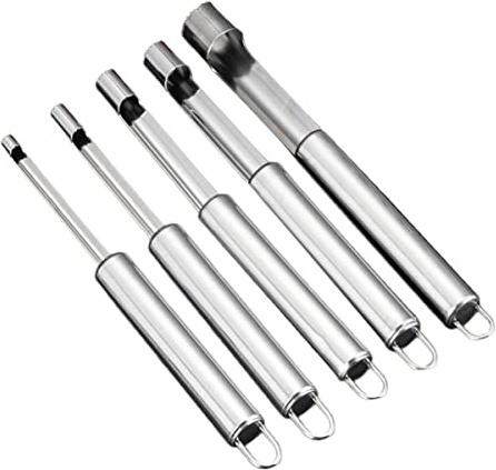 Garneck 5pcs Stainless Steel Fruit Core Remover Cherry Pitter Apple Corer Portable Fruit Cleaner Device Kitchen Gadgets