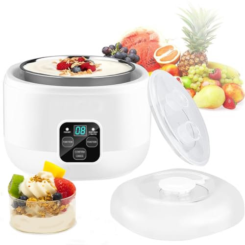 Machine à Yaourt électrique, Yaourtière Probiotique, Fermenteur Natto 1 L, Facile à Nettoyer, écran Tactile Intelligent avec Doublure en Céramique, Yaourtière Numérique Automatique, Adaptée