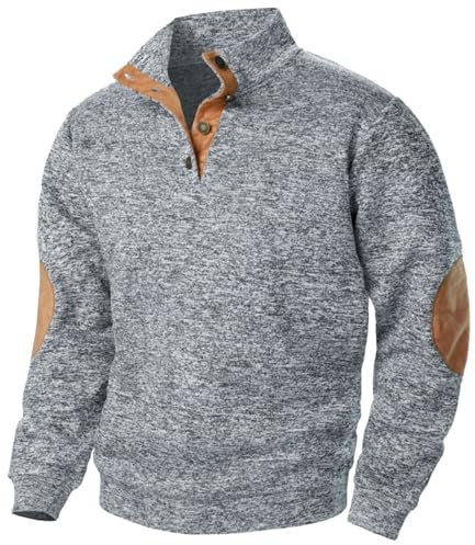 luoluoluo Men's V Neck Jumper UK Sale Clearance, Color Block Sweatshirts Workwear Button Down Pullover Causal Sweater Fall Stand Collar Tops Warm Fleece Jumpers Workout Gym Sports Outdoor Sportwear