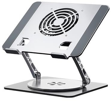Adjustable Laptop Stand with Cooling Fan & 360 Rotating Base