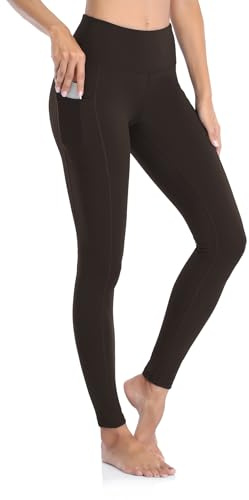 GIMDUMASA Damsportleggings Svarta Högmidjade Gymleggings Långa Sportbyxor Yoga Träning Fitness Löpning Vandringleggings Hög Ogenomskinlig Midja med Fickor