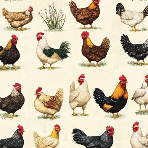 Papier Peint Autocollant 3D Motifs Coq Dessin Animé Créativité Toile de Canvas Résistant aux Rayures pour Plafonds/Murs de Maison/Appartement/Boutique Papier Peint Adhésif Mural 40 cm x 1000 cm