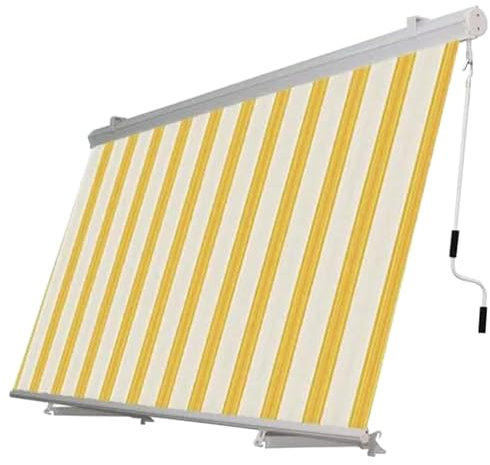 La zappa Tenda da sole a caduta cassonata per balcone e veranda con braccetti telo impermeabile (Giallo, 300 x h 250 cm)