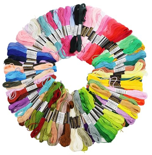 100 colori per 8 metri Set di fili da ricamo, set di fili da cucito – braccialetti dell'amicizia fai da te – Ricamare, annodare braccialetti, intrecciare – Set punto croce, bastone – Embroidery