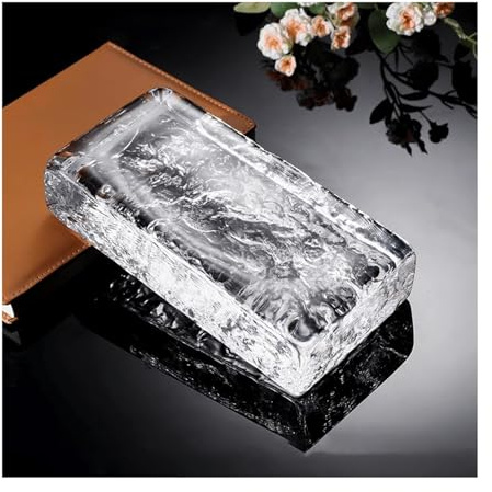 Glass Blocks Room Divider Partition,Transparent Solid Glass Bricks,for Bathroom，Bedroom，7.9X3.9X1.9IN(Single-Sided ice Crystals)