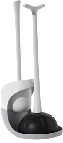 Cabilock Detachable Plunger and Bowl Brush with Stable Holder Base Dual-use Bathroom Cleaning Kit for Toilets Floor Drains Sinks Bathtubs Space-saving Design for Home Hotel Office and Mall