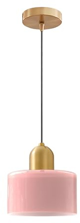 Hnexsei Moderne Glas-Pendelleuchte mit goldener Metallhalterung, E27-Fassung und verstellbarem Kabel – Elegante handgeblasene Deckenleuchte für Kücheninsel und Schlafzimmer (Rosa)