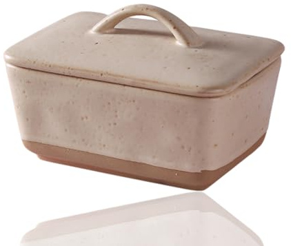Sightday French Butter Dish with Lid,Ceramic Butter Dish,Decorative Square Butter Container for Your Counter,for Salad Dressing,Jam,Nuts(Cheese/450ML)