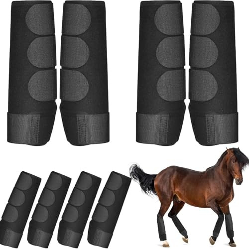 Jennytim 4 stycken hästdamasker, benskydd för hästar, stötdämpande stall-set, skyddsutrustning för hästar, kollisionsskyddsremmar för skyddsutrustning och träningsutrustning för hästar. (M)