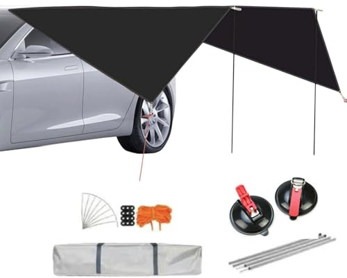 Toldo de Coche para Camping - 2.7x3.4 m Sombra Impermeable con Protección UV - Toldo Resistente al Viento con Protección UV para Coche,para Camping Vehículo Automóvil RV Camioneta Trasero Lateral