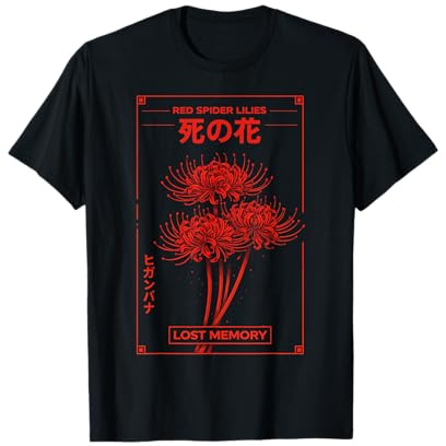 Giapponese Ragno Giglio Anime Merch Gotico Grunge Fiore Otaku Maglietta