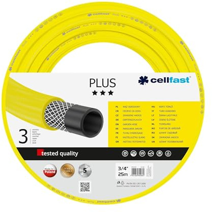 CELLFAST Trädgårdsslang Flexibel 3 Lager Premiumtråd Motståndskraftig Mot UV Strålning 3 4 Tum 25 Meter Plus