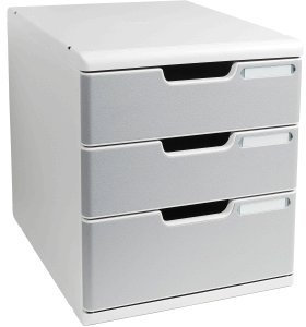 Exacompta Schubladenbox Modulo A4 3 Fächer Classic lichtgrau/steingrau