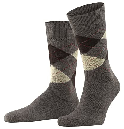 Burlington Preston strumpor för män, mjuka och varma, svarta, grå, många andra färger, förstärkta herrstrumpor med mönster, ventilerande, rutiga, med Argyle, 1 par, Braun (Brown 5256), 40-46 EU